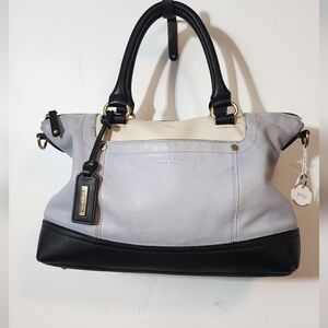 Tignanello Black & Grey Leather Satchel - Tignanello